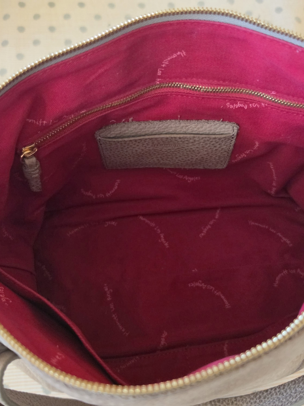 Hammitt Taupe Pebbled Leather Handbag Crossbody Bag with Gold Hardware - Picture 7 of 16